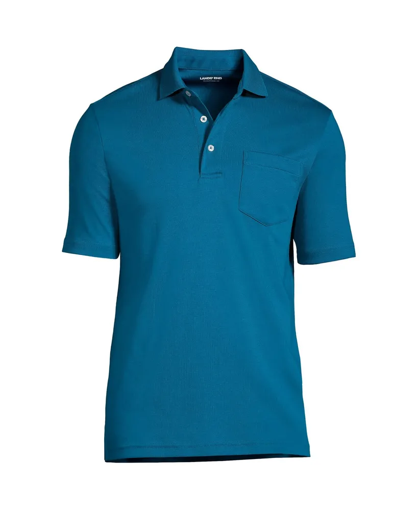 Lands' End Men's Big and Tall Short Sleeve Super Soft Supima Polo Shirt with Pocket