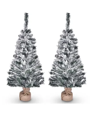 Yescom 2Pack 3 Ft Artificial Christmas Tree Flocked Small Mini Tabletop Christmas Tree, For Holiday Decoration, Flocked Snow
