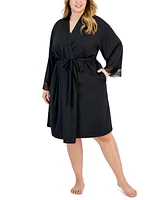 I.n.c. International Concepts Plus Lace-Trim Stretch Satin Robe, Created for Macy's