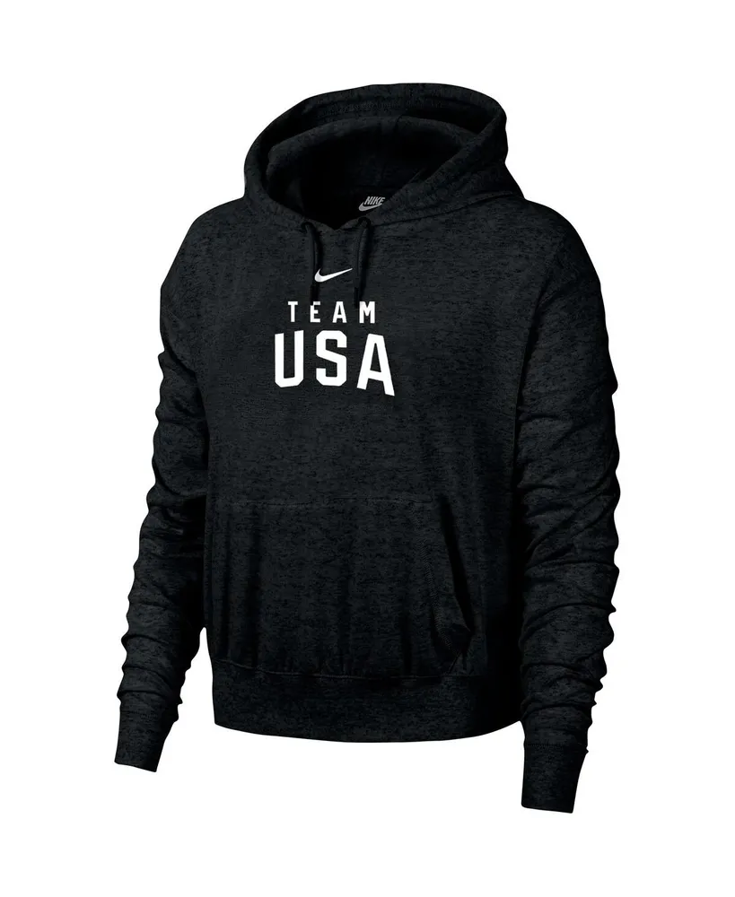 Women's Nike Black Distressed Team Usa Paris 2024 Olympics Gym Vintage-Like Pullover Hoodie