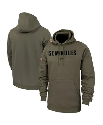 Men's Nike Olive Florida State Seminoles Military-Inspired Pack Club Fleece Pullover Hoodie