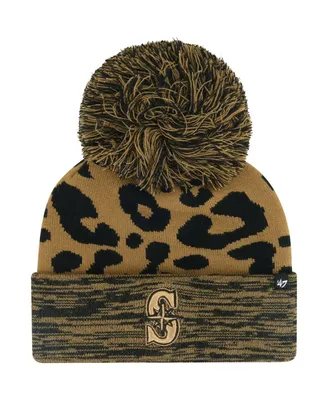 Women's '47 Brand Seattle Mariners Leopard Rosette Cuffed Knit Hat with Pom