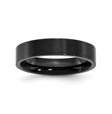 Chisel Stainless Steel Brushed Black Ip-plated 5mm Flat Band Ring