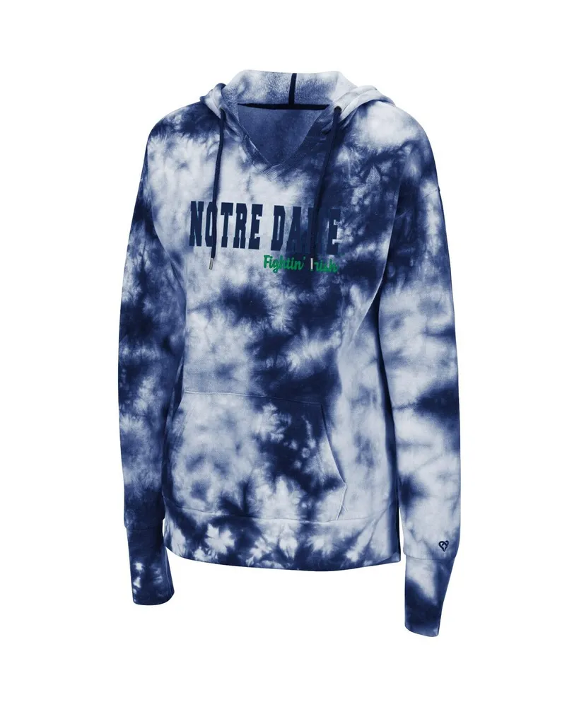 Women's Colosseum Navy Notre Dame Fighting Irish Shavonee Tie-Dye Pullover Hoodie