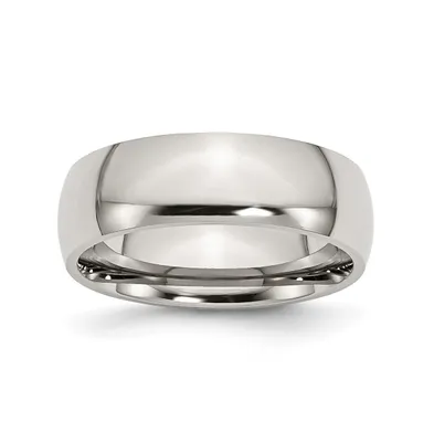 Chisel Stainless Steel Polished 7mm Half Round Band Ring