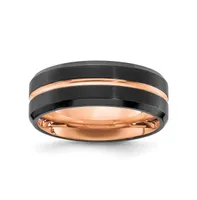 Chisel Stainless Steel Brushed Black Rose Ip-plated 8mm Band Ring