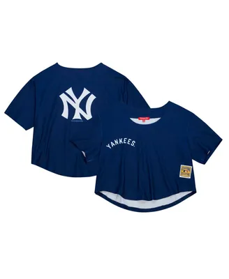 Women's Mitchell & Ness Navy New York Yankees Cooperstown Collection Crop T-shirt
