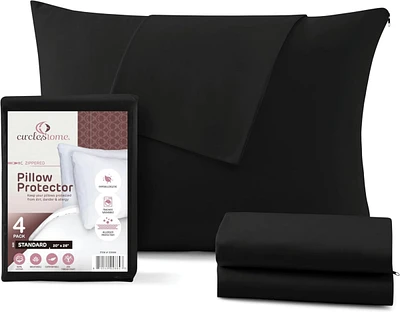 Circles Home 100% Cotton Standard Pillow Protector with Zipper - (4 Pack)