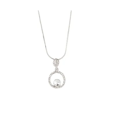Pave Circle Crystal Pendant Necklace
