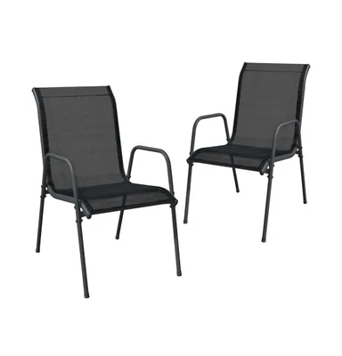 Patio Chairs pcs Steel and Textilene Black