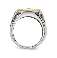 Chisel Stainless Steel Sterling Silver Jesus Yellow Ip-plated Ring