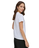 Dkny Women's Studded-Logo Crewneck Short-Sleeve Top