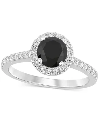 Black & White Diamond Halo Engagement Ring (1-3/8 ct. t.w.) 14k Gold