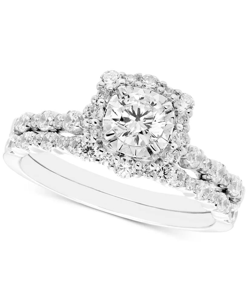 Diamond Halo Bridal Set (1 ct. t.w.) in 14k White Gold