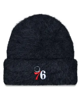 Women's New Era Black Philadelphia 76ers Fuzzy Thick Cuffed Knit Hat
