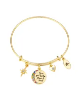 Unwritten Cubic Zirconia Star and Heart Multi Stone Moon Bangle Bracelet