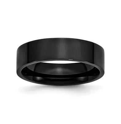 Chisel Stainless Steel Polished Black Ip-plated 6mm Flat Band Ring