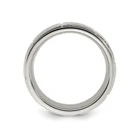 Chisel Stainless Steel Polished Brushed Center Cz 7.00mm Band Ring