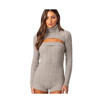 Women's Finnley two piece cable knit romper - Gray