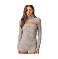 Women's Finnley two piece cable knit romper - Gray