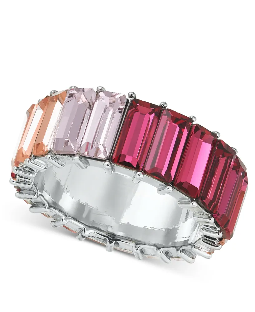 On 34th Silver-Tone Baguette Crystal Eternity Ring, Created for Macy's