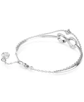 Swarovski Rhodium-Plated Baguette Crystal Infinity Double-Row Bangle Bracelet