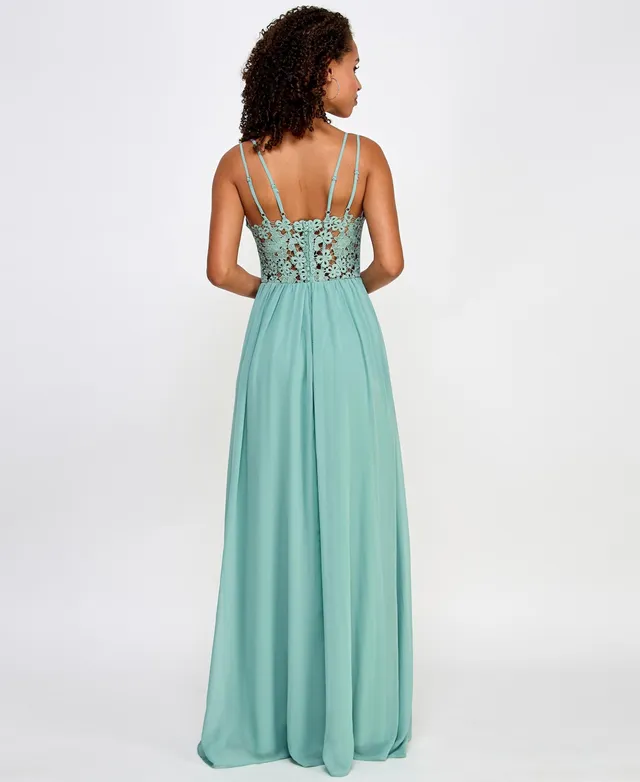 City Studios Juniors' Sequined Lace Gown