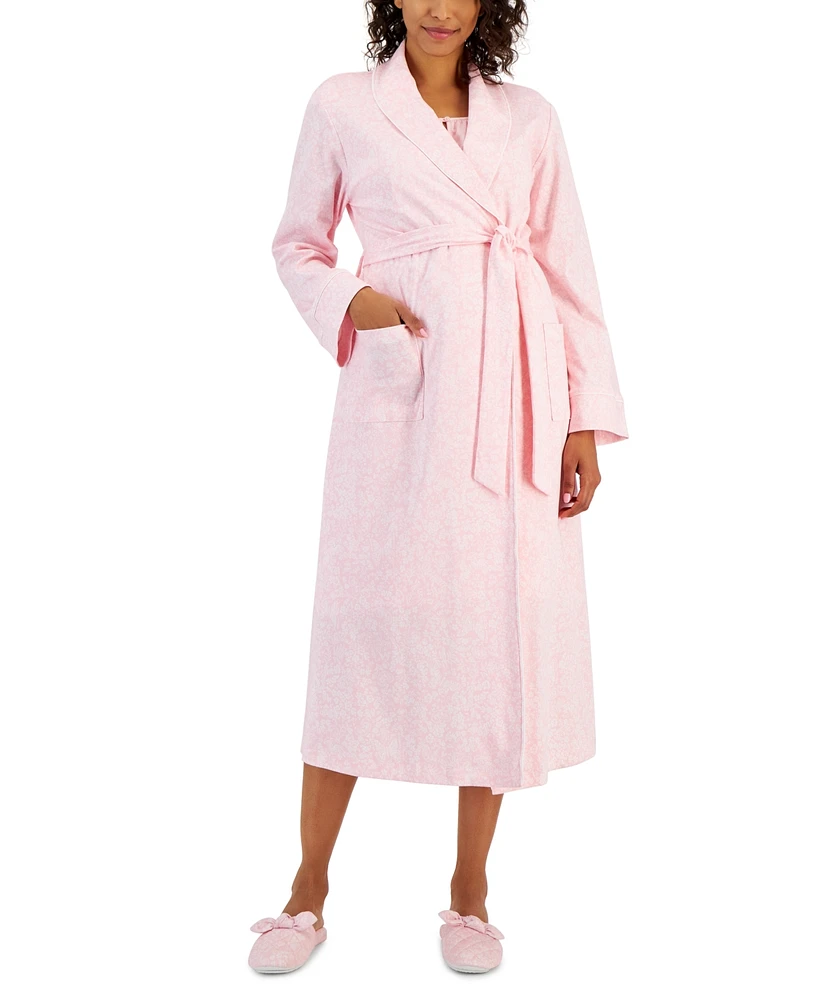 Charter Club Women's Cotton Floral Belted Robe, Created for Macy's