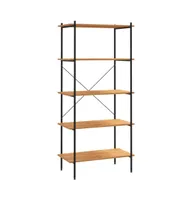 5-Tier Shelving Unit Black and Oak 31.5"x15.7"x64.2"