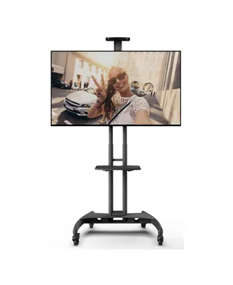 Kanto MTM65PL Mobile Tv Mount with Adjustable Shelf for 37-inch to 65-inch TVs (Black)