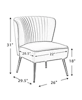 Hulala Home Velvet Accent Chair with Gold Metal Legs for Bedroom Guest Room Vanity