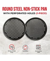 Bakken- Swiss Non-Stick Pizza Pan with Holes - 13-Inch Perforated Pizza Crisper Carbon Steel Pizza Pan