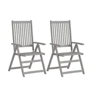 Patio Reclining Chairs 2 pcs Gray Solid Acacia Wood