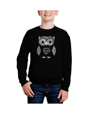 Owl - Big Boy's Word Art Crewneck Sweatshirt