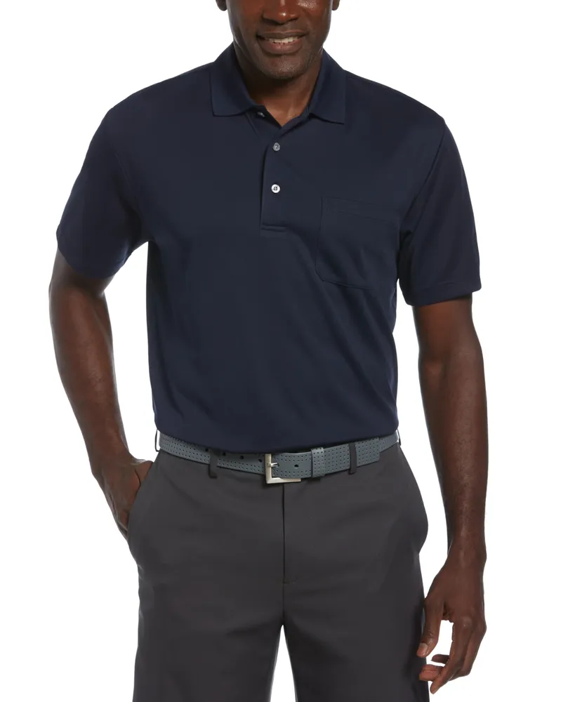 Pga Tour Men's Airflux Solid Mesh Short Sleeve Golf Polo Shirt