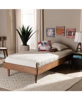 Baxton Studio Rina Mid-Century Modern Twin Size Finished Wood Platform Bed Frame