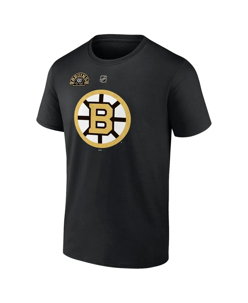 Men's Fanatics David Pastrnak Black Boston Bruins Authentic Stack Name and Number T-shirt