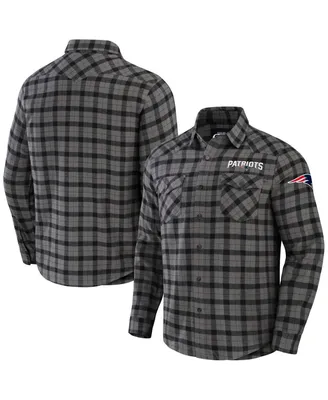 Men's Nfl x Darius Rucker Collection by Fanatics Gray New England Patriots Flannel Long Sleeve Button-Up Shirt