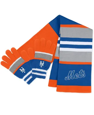 Women's Wear by Erin Andrews New York Mets Stripe Glove and Scarf Set