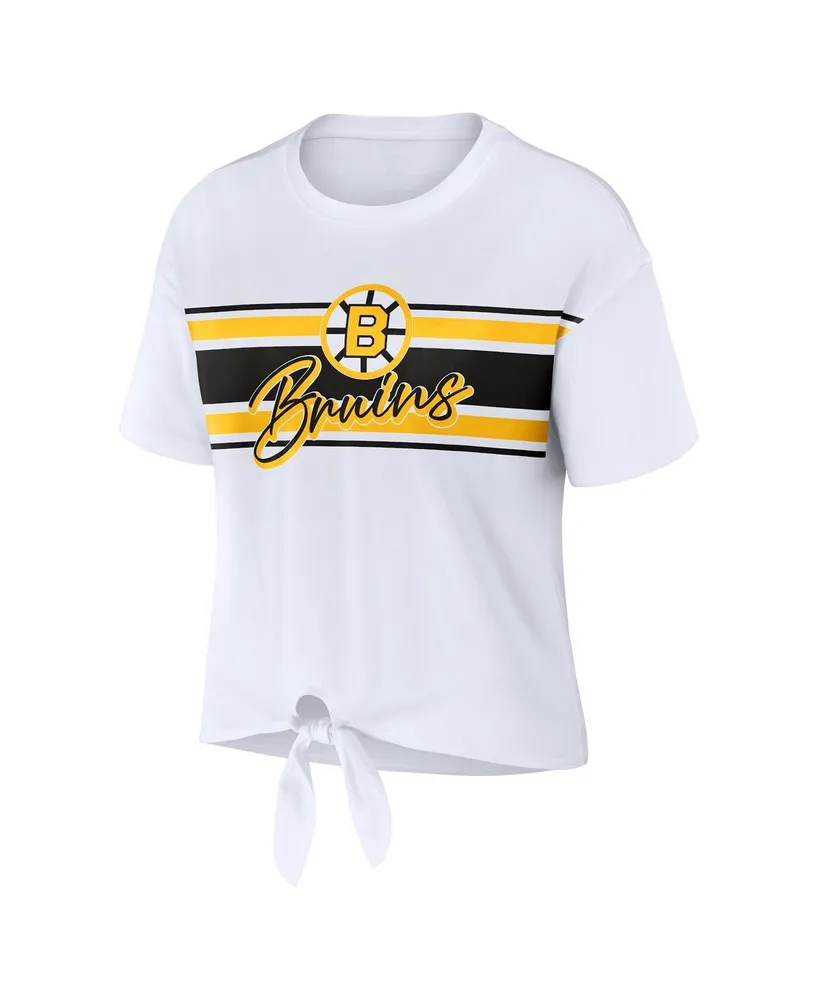 Women's Wear by Erin Andrews White Boston Bruins Front Knot T-shirt