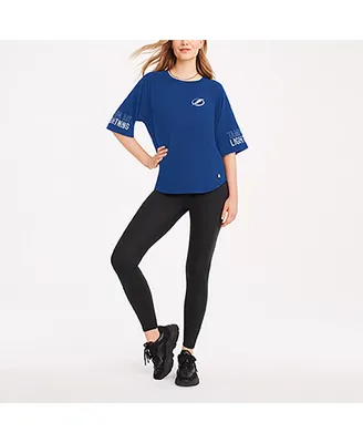 Women's Dkny Sport Blue Tampa Bay Lightning Diana Tri-Blend Oversized T-shirt