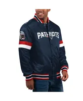 Men's Starter Navy New England Patriots Home Game Satin Full-Snap Varsity Jacket