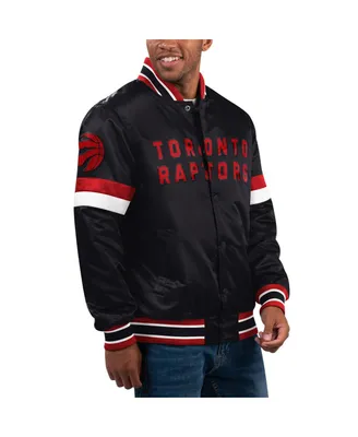 Men's Starter Black Toronto Raptors Home Game Satin Full-Snap Varsity Jacket
