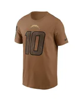Men's Nike Justin Herbert Brown Distressed Los Angeles Chargers 2023 Salute To Service Name and Number T-shirt