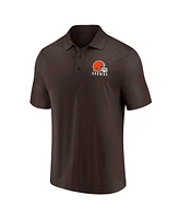 Men's Fanatics White, Brown Cleveland Browns Lockup Two-Pack Polo Shirt Set