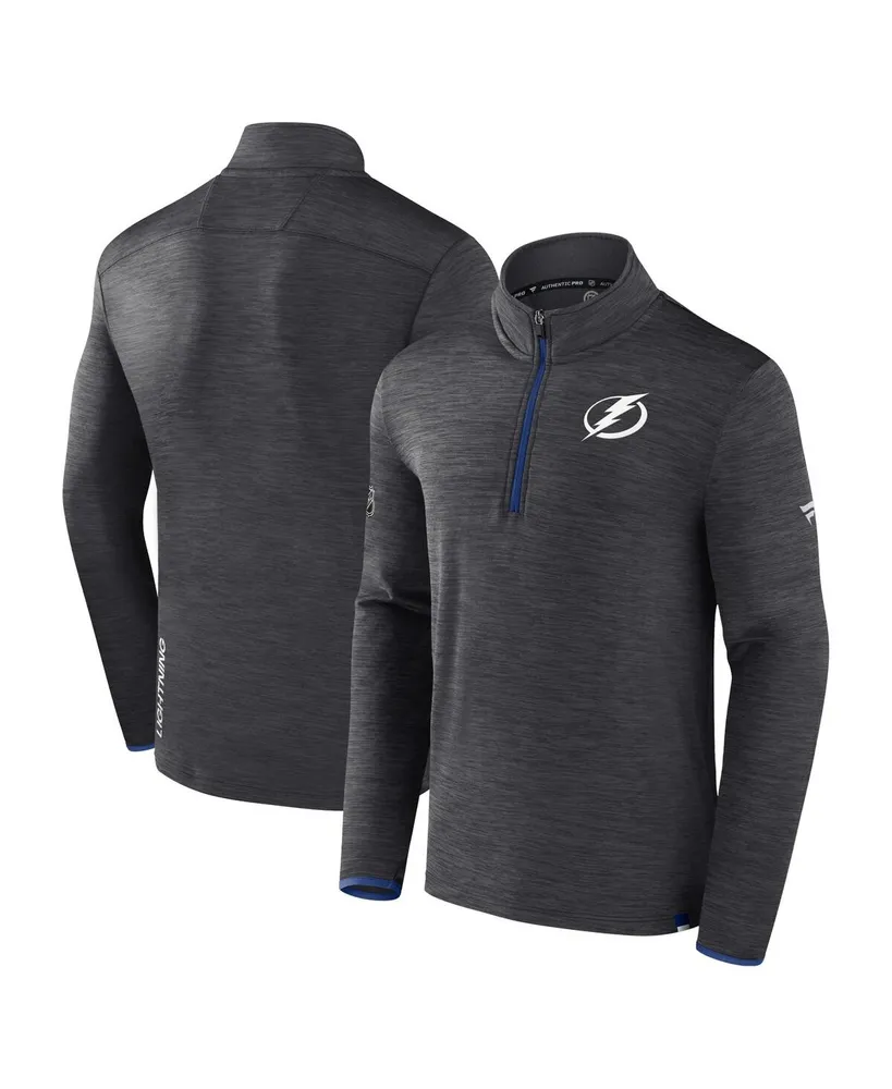 Men's Fanatics Heather Charcoal Tampa Bay Lightning Authentic Pro Quarter-Zip Pullover Top