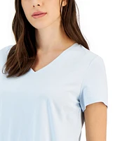 Charter Club Women's Solid V-Neck Short-Sleeve Sleepwear Top