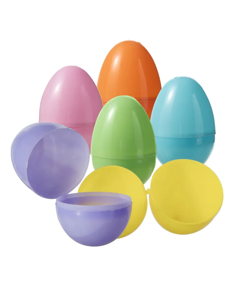 Glitzhome 60 Pack 3" H Easter Plastic Fillable Eggs in 6 Assorted Colors, 10 of Each