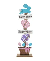 Glitzhome 35.5" H Easter Wooden Bunny and Eggs Porch Decor