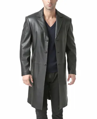 Bgsd Men Classic Leather Long Walking Coat